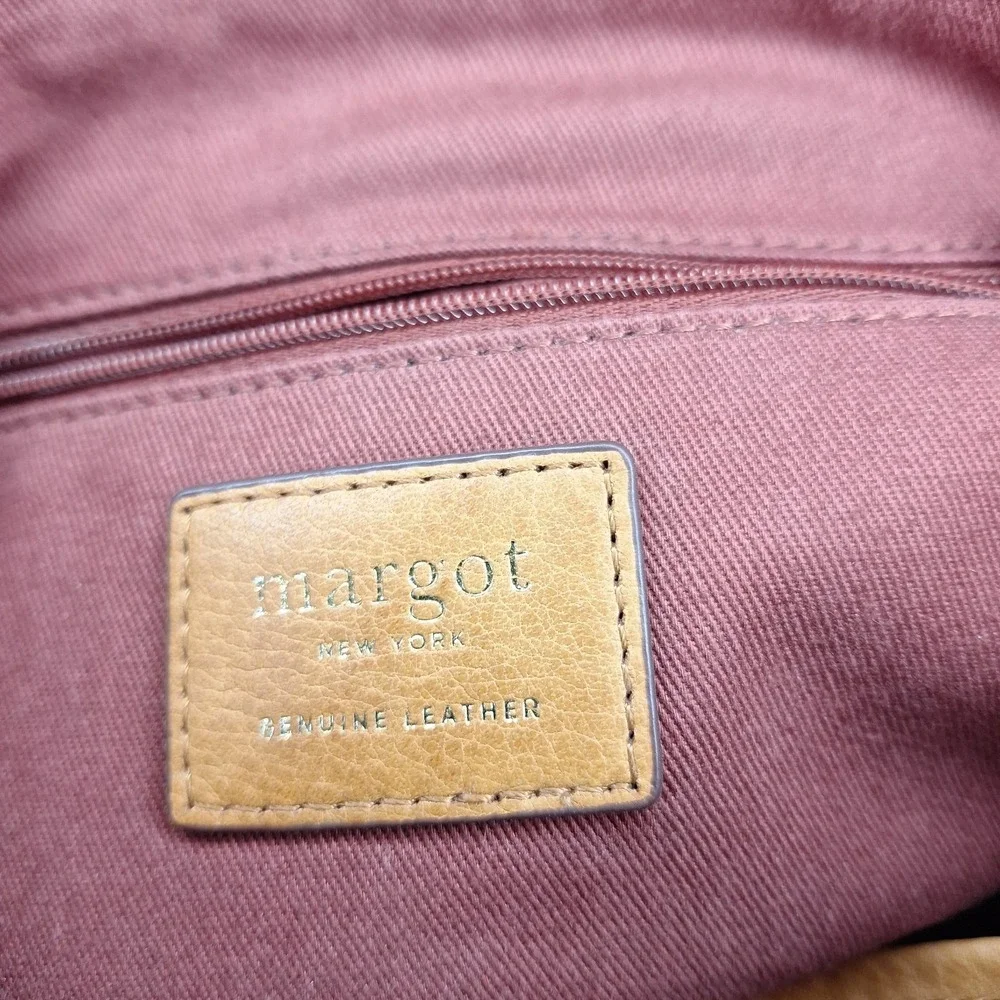 Margot New York Leather Messenger Hobo Handbag Purse‎ Cognac Shoulder Bag Brown